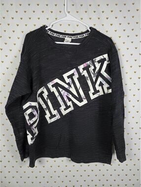Victorias Secret Pink Logo Crew Sweater Shirt Long Sleeve MEDIUM
